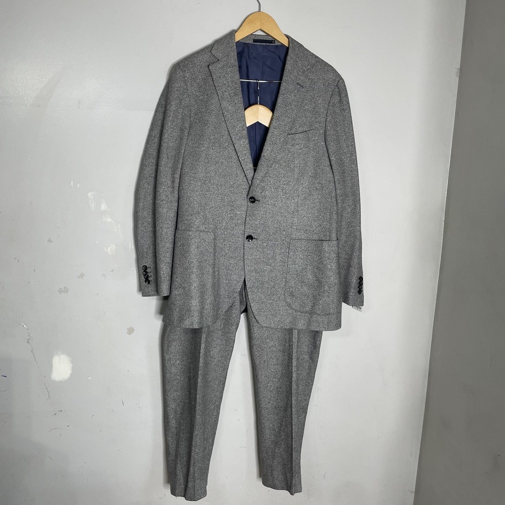 Suitsupply E Thomas Wool Silk Cashmere Suit Mens 46R 40X28 Gray‎ Italy